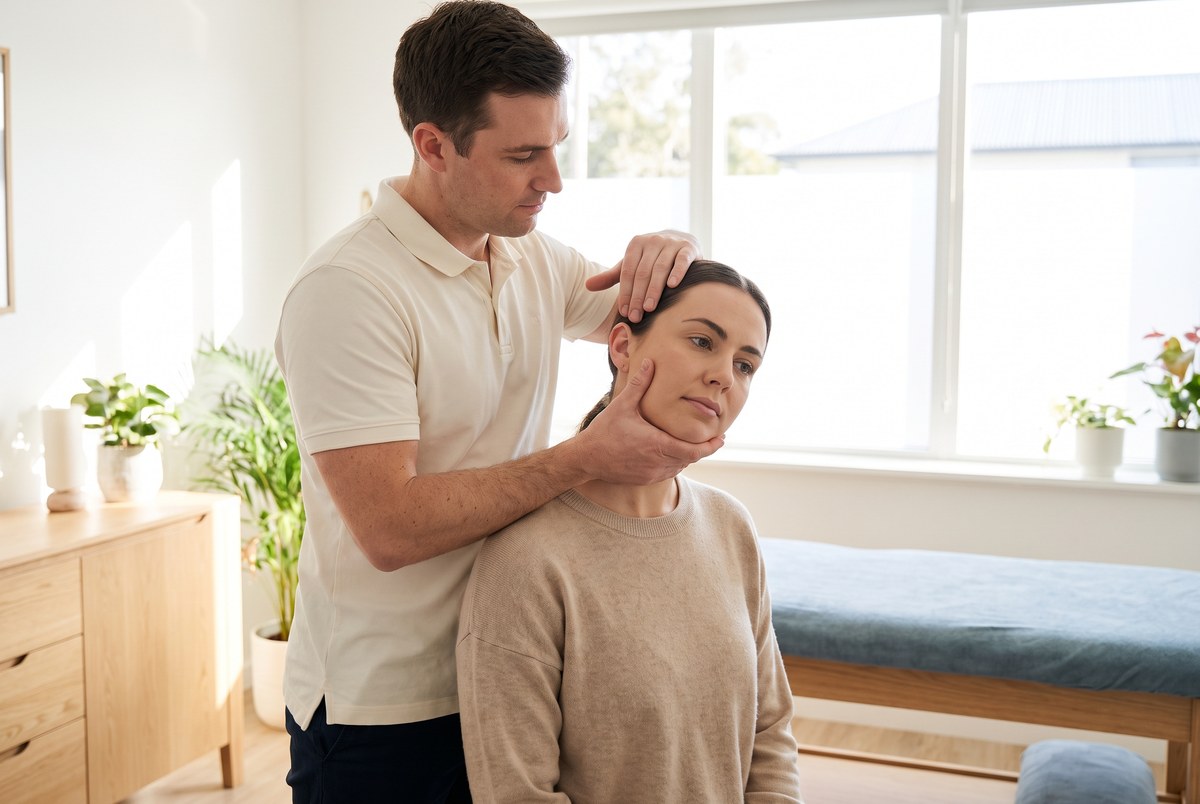 Chiropractor examining neck range of motion after a car accident in Salt Lake City, Utah