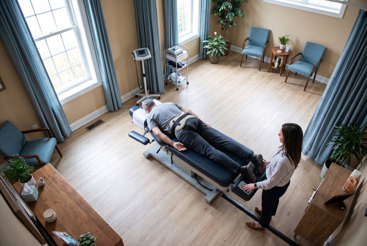 Spinal decompression session in progress at a Murray, Utah chiropractic clinic