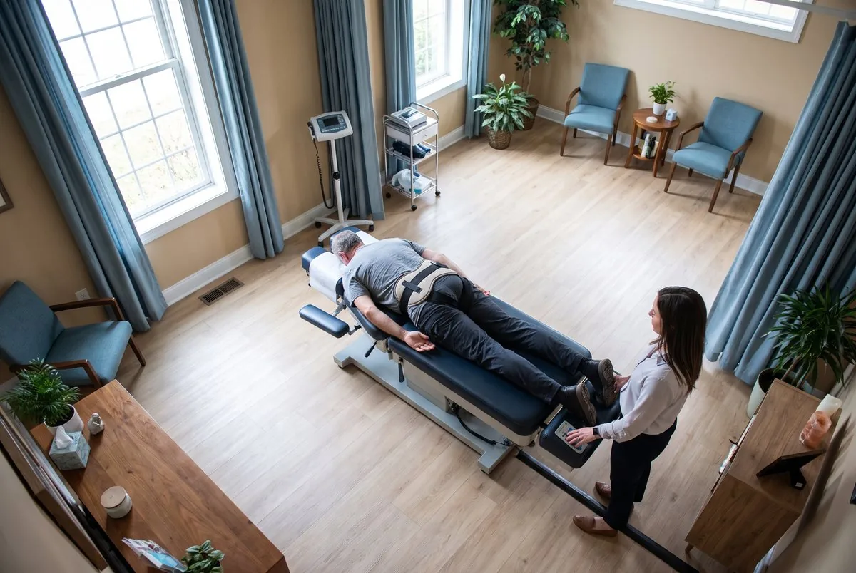 Spinal decompression session in progress at a Murray, Utah chiropractic clinic