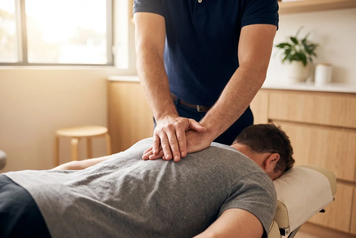 Chiropractic adjustment of the upper back in Sugar House, Utah