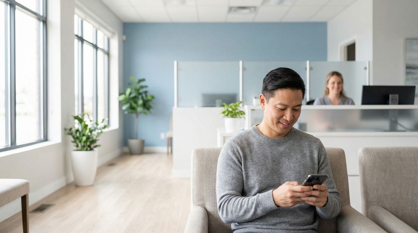 Existing patient using a phone to schedule an appointment